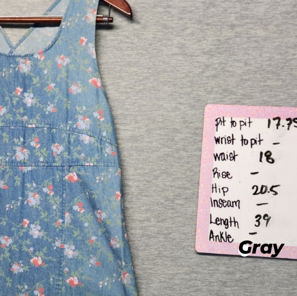 Vintage Y2k Cherokee midi dress floral denim boho cottagecore Streetwear Hipster - Picture 5 of 5